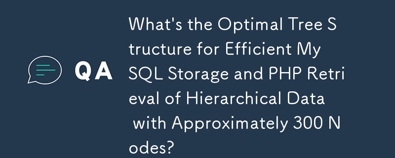 約 300 ノードの階層データを効率的に MySQL ストレージと PHP で取得するための最適なツリー構造は何ですか?