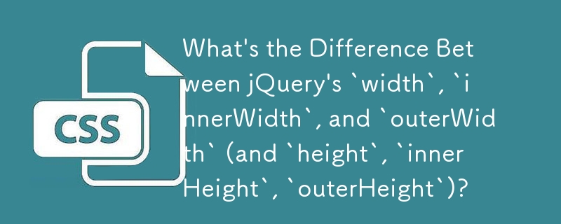 Was ist der Unterschied zwischen jQuerys „width', „innerWidth' und „outerWidth' (und „height', „innerHeight', „outerHeight')?