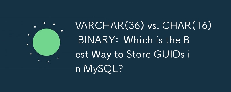 VARCHAR(36) vs. CHAR(16) BINARY:  Which is the Best Way to Store GUIDs in MySQL?