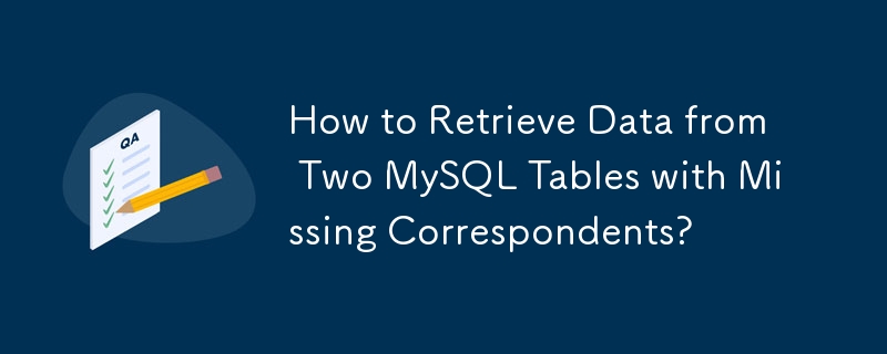 How to Retrieve Data from Two MySQL Tables with Missing Correspondents?