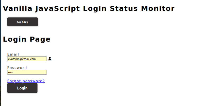 Vanilla JavaScript Login Status Monitor