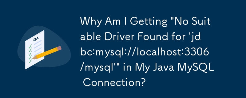 Why Am I Getting 'No Suitable Driver Found for 'jdbc:mysql://localhost:3306/mysql'' in My Java MySQL Connection?