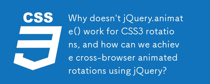 Warum funktioniert jQuery.animate() nicht für CSS3-Rotationen und wie können wir mit jQuery browserübergreifende animierte Rotationen erreichen?