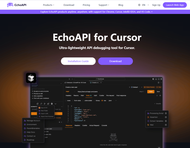 EchoAPI für Cursor: Eine Alternative für Thunder Client in Cursor?