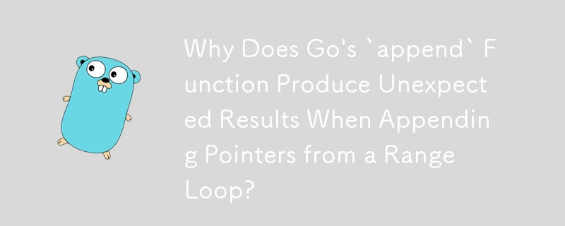 Why Does Go's `append` Function Produce Unexpected Results When Appending Pointers from a Range Loop?