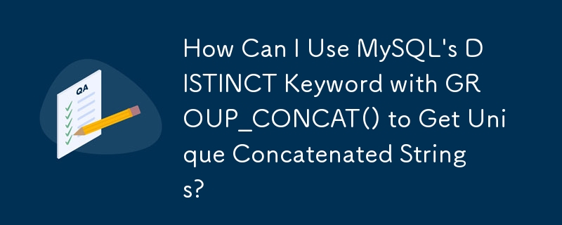 How Can I Use MySQL's DISTINCT Keyword with GROUP_CONCAT() to Get Unique Concatenated Strings?