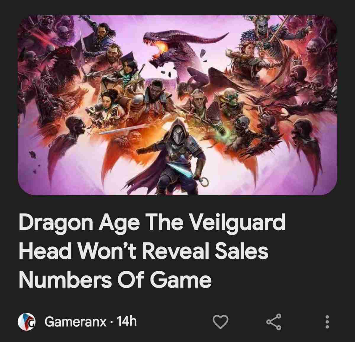 《天国:拯救》主创嘲讽《龙腾世纪:影障守护者》:在线率还不如一个7年前的游戏