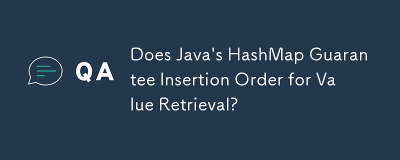 L'ordre d'insertion HashMap de Java garantit-il la récupération de valeur ?