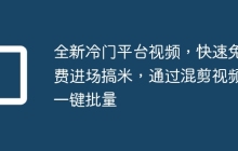全新冷门平台视频，快速免费进场搞米，通过混剪视频一键批量