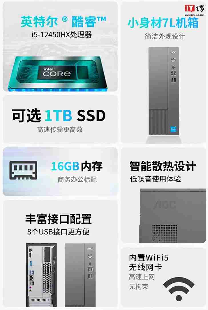 AOC 推出 T200 台式电脑主机：i5-12450HX + 16G + 512G 售 2099 元