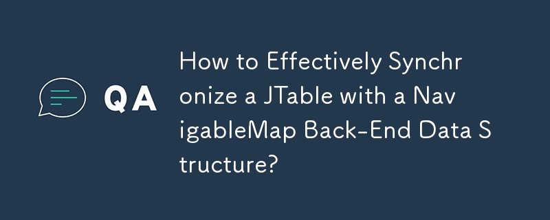 Comment synchroniser efficacement une JTable avec une structure de données back-end NavigableMap ?