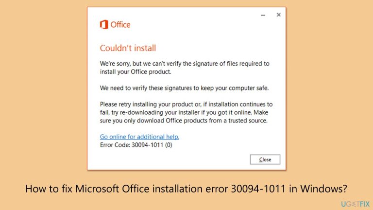 Wie behebe ich den Microsoft Office-Installationsfehler 30094-1011 in Windows?