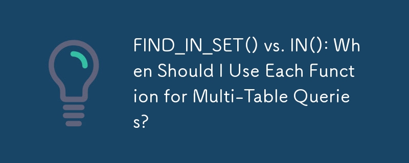 FIND_IN_SET() vs. IN(): Wann sollte ich die einzelnen Funktionen für Abfragen mit mehreren Tabellen verwenden?