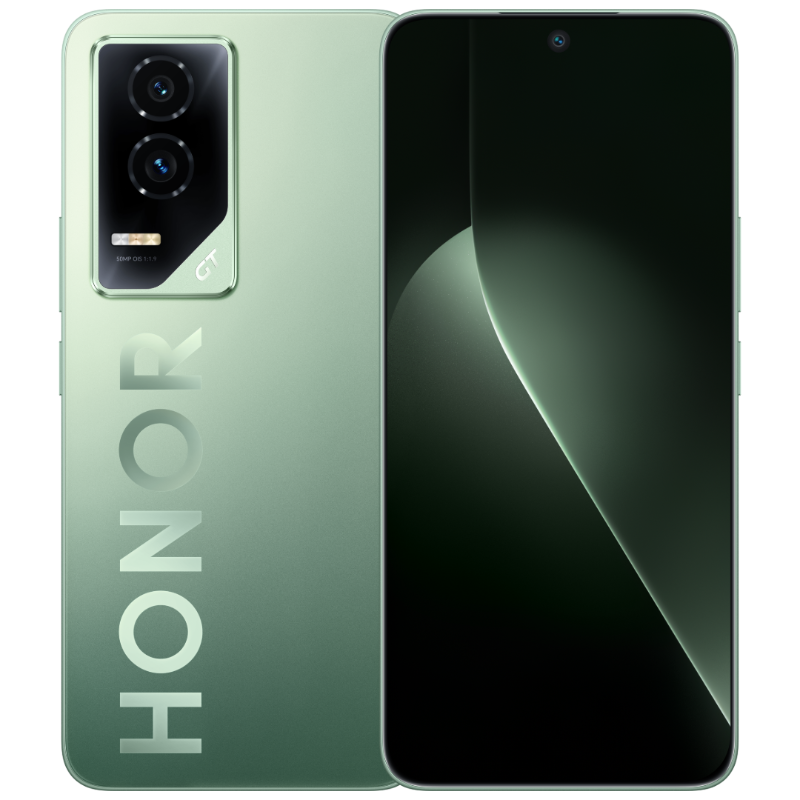 荣耀 GT 手机“极光绿”配色外观公布：亮面“HONOR”大 LOGO，银白 GT 标识