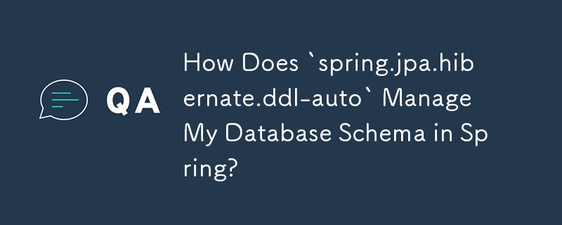 spring.jpa.hibernate.ddl-auto는 Spring에서 내 데이터베이스 스키마를 어떻게 관리합니까?