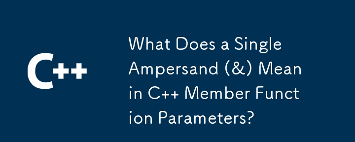 What Does a Single Ampersand (&) Mean in C Member Function Parameters ...