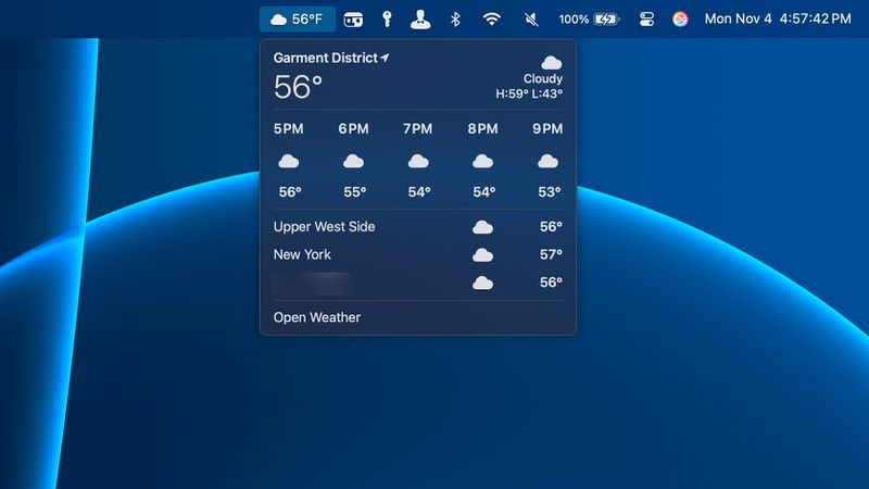 macOS 15.2: Get a Weather Report in Your Menu Bar