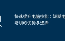 快速提升电脑技能：短期电脑培训的优势与选择