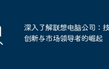 深入了解联想电脑公司：技术创新与市场领导者的崛起
