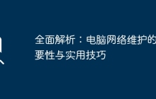 全面解析：电脑网络维护的重要性与实用技巧