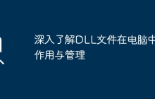 深入了解DLL文件在电脑中的作用与管理
