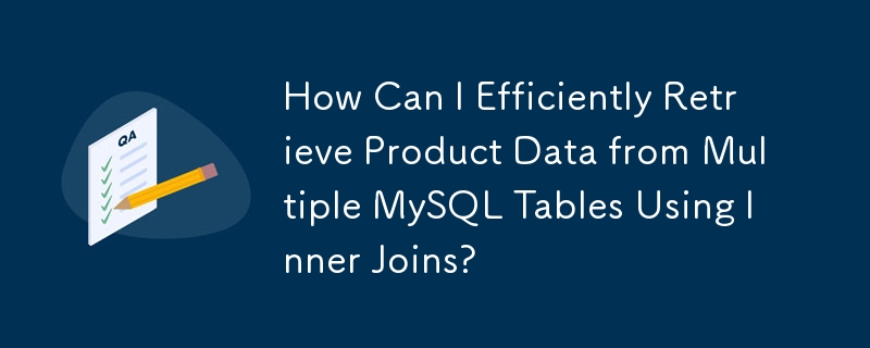 How Can I Efficiently Retrieve Product Data from Multiple MySQL Tables Using Inner Joins?