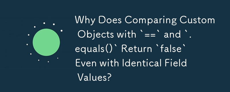 為什麼即使欄位值相同，使用「==」和「.equals()」比較自訂物件也會傳回「false」？