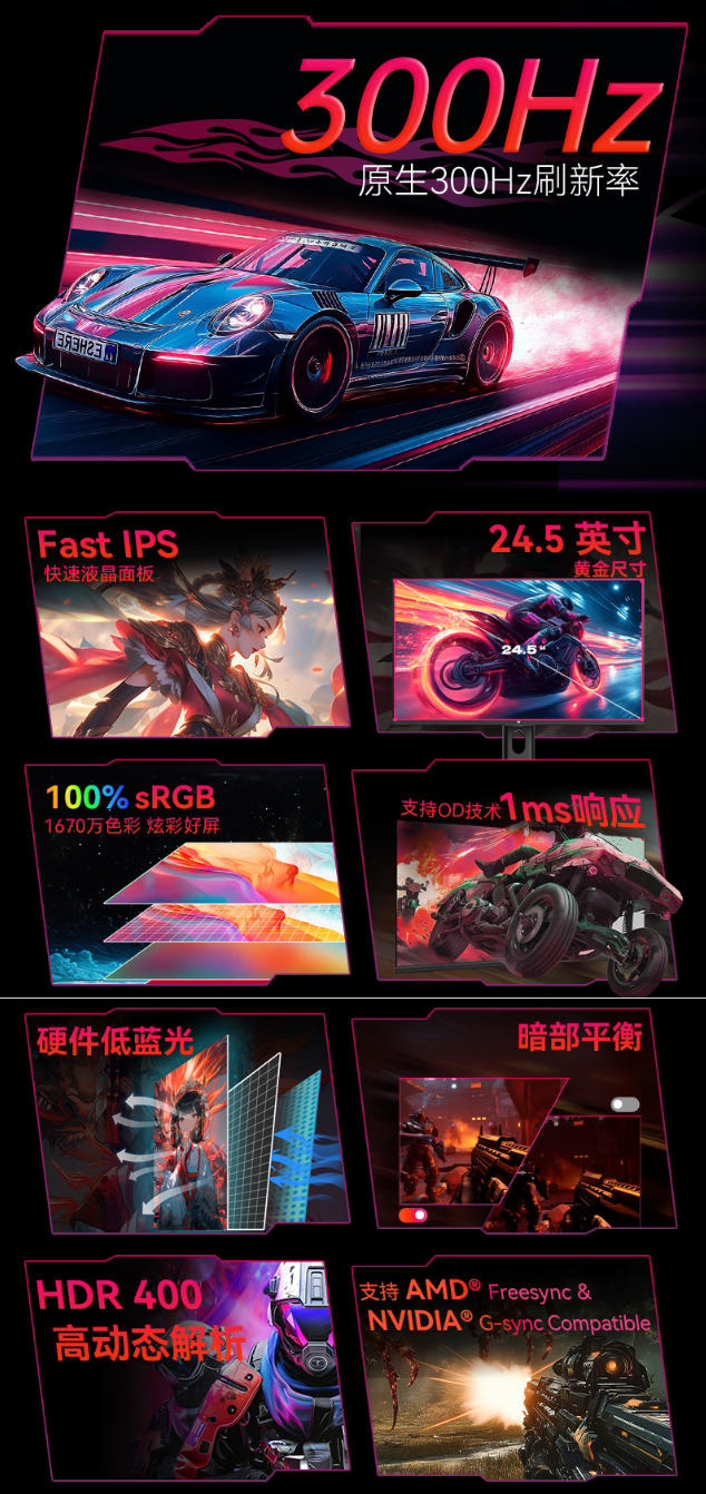 KTC 24.5 英寸显示器 H25Y7 开售:1080P 300Hz、1ms GTG 响应时间,首发 869 元