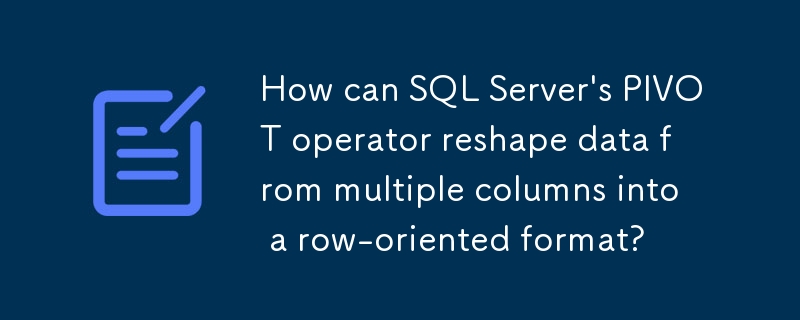 SQL Server의 PIVOT 연산자는 어떻게 여러 열의 데이터를 행 기반 형식으로 재구성할 수 있습니까?