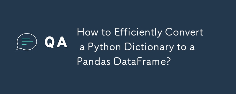 Wie konvertiert man ein Python-Wörterbuch effizient in einen Pandas-DataFrame?