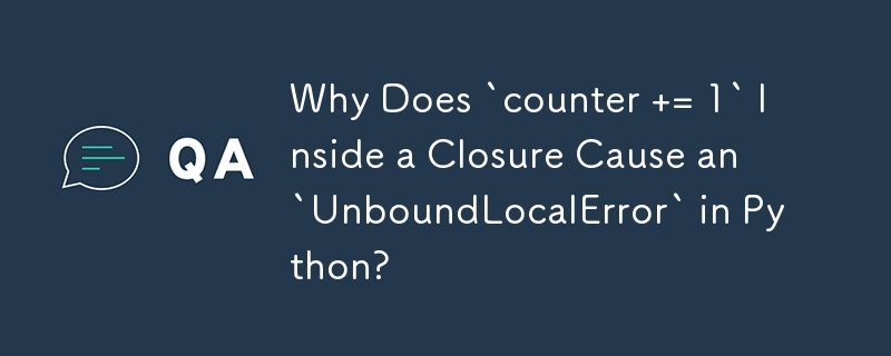 Warum verursacht „counter = 1' innerhalb eines Abschlusses einen „UnboundLocalError' in Python?