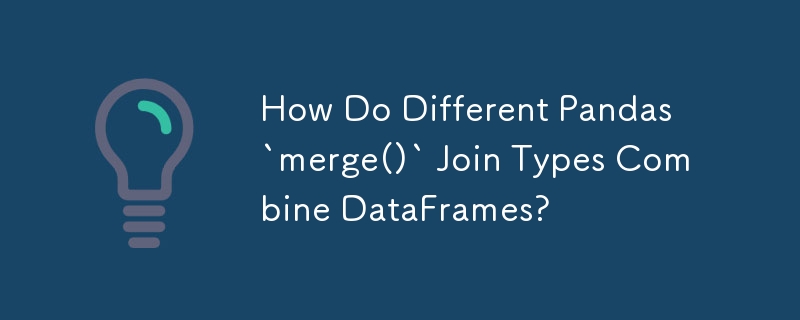 不同的 Pandas `merge()` 连接类型如何组合 DataFrame？