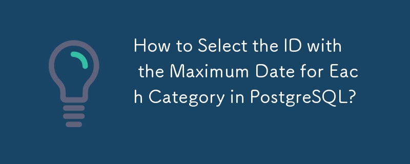 How to Select the ID with the Maximum Date for Each Category in PostgreSQL?