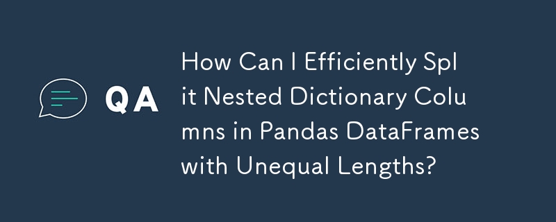 Bagaimanakah Saya Boleh Membahagikan Lajur Kamus Bersarang dengan Cekap dalam Pandas DataFrames dengan Panjang Tidak Sama?