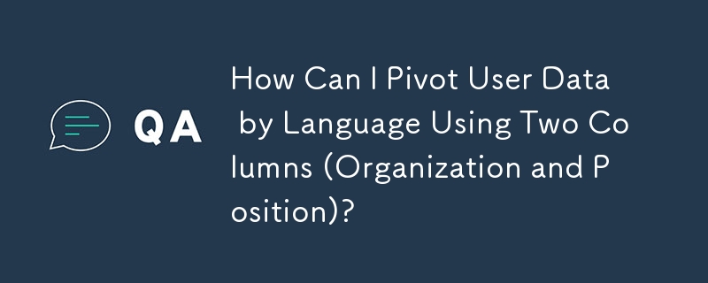 How Can I Pivot User Data by Language Using Two Columns (Organization and Position)?