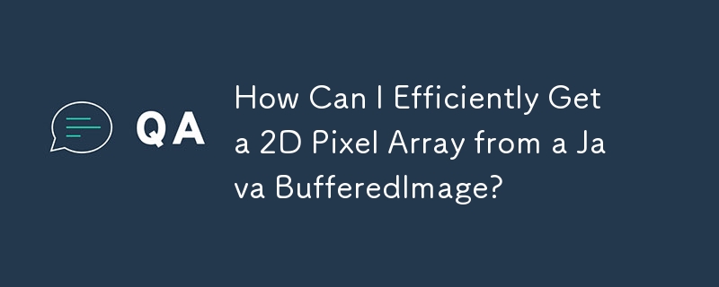 Wie kann ich effizient ein 2D-Pixel-Array aus einem Java BufferedImage abrufen?