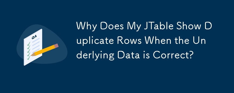 Why Does My JTable Show Duplicate Rows When the Underlying Data is Correct?