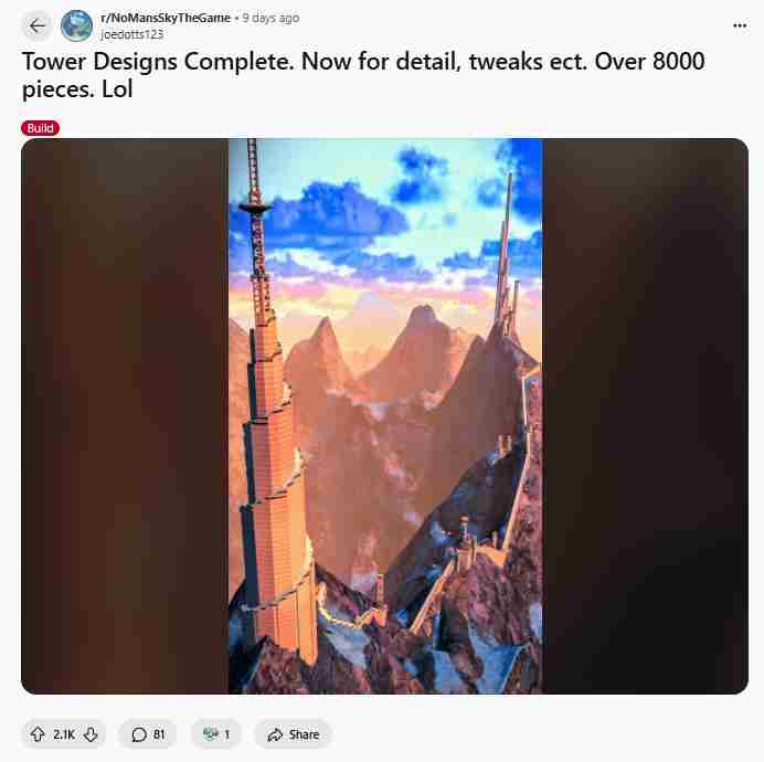 再现奇观 《无人深空》玩家花费8000个模块建出“长城”