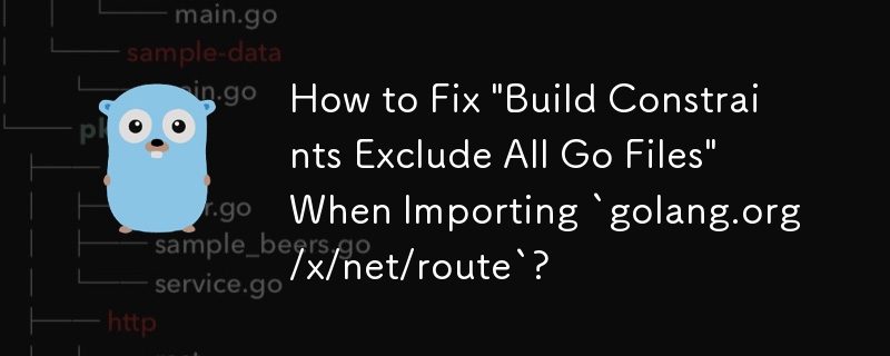 `golang.org/x/net/route` をインポートするときに「ビルド制約によりすべての Go ファイルが除外される」を修正する方法は?