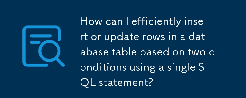 단일 SQL 문을 사용하여 두 가지 조건을 기반으로 데이터베이스 테이블의 행을 효율적으로 삽입하거나 업데이트하려면 어떻게 해야 합니까?