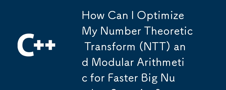 Comment puis-je optimiser ma transformation théorique des nombres (NTT) et mon arithmétique modulaire pour une mise au carré plus rapide des grands nombres ?