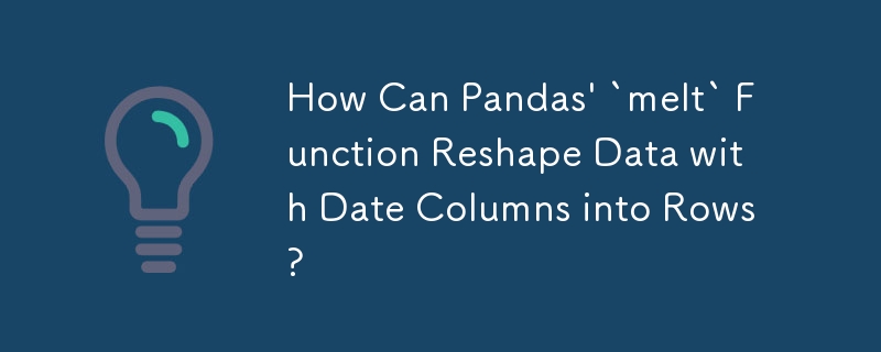 Comment la fonction « melt » de Pandas peut-elle remodeler les données avec des colonnes de date en lignes ?