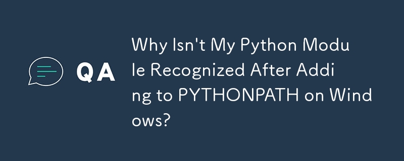 Windows에서 PYTHONPATH에 추가한 후 내 Python 모듈이 인식되지 않는 이유는 무엇입니까?