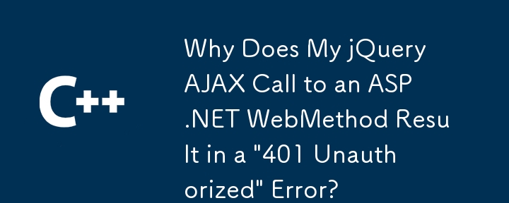 Warum führt mein jQuery-AJAX-Aufruf an eine ASP.NET WebMethod zu einem „401 Unauthorized'-Fehler?