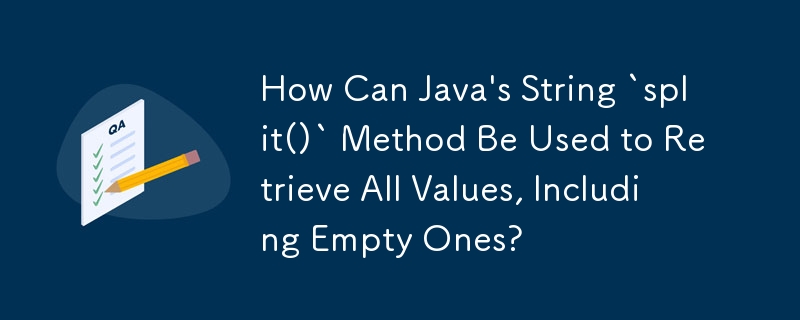 Comment la méthode String `split()` de Java peut-elle être utilisée pour récupérer toutes les valeurs, y compris les valeurs vides ?