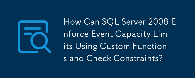 Comment SQL Server 2008 peut-il appliquer des limites de capacité d'événements à l'aide de fonctions personnalisées et de contraintes de vérification ?