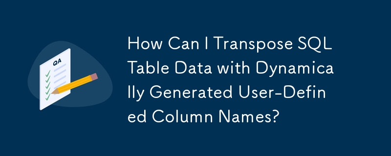 How Can I Transpose SQL Table Data with Dynamically Generated User-Defined Column Names?