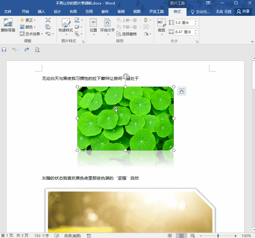 在Word中插入多张图片，如何统一调整尺寸大小？