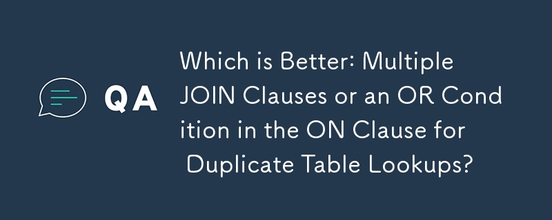Mana yang Lebih Baik: Klausa JOIN Berbilang atau Syarat ATAU dalam Klausa HIDUP untuk Carian Jadual Pendua?