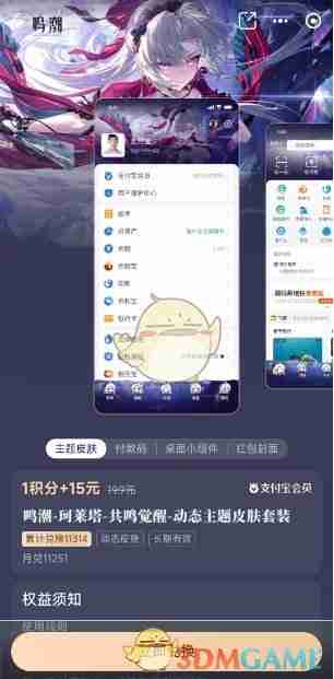 《鸣潮》支付宝共鸣觉醒动态主题皮肤购买方法